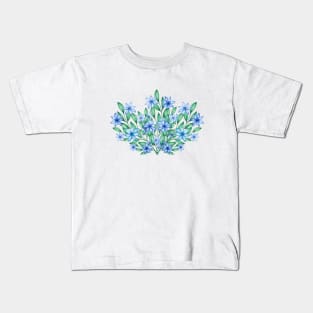 Blue Watercolor Wild Flower Kids T-Shirt